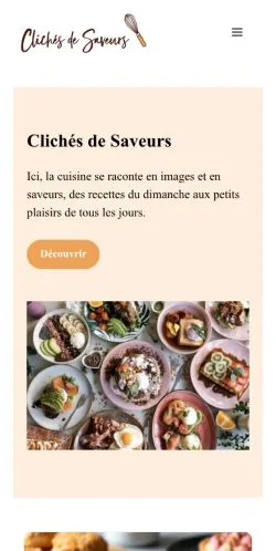 스폰서 기사 게재 매체로 등록된 Clichés De Saveurs 사이트 미리보기