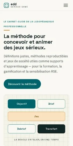 Förhandsvisning av webbplatsen Edd Serious Game, listad för publicering av sponsrade artiklar