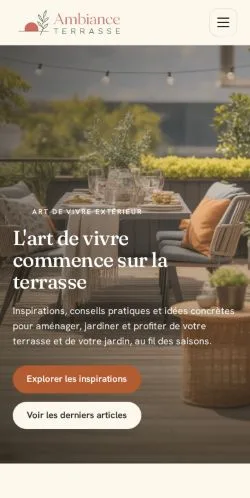 Vista previa del sitio Ambiance Terrasse, referenciado para publicar artículos patrocinados