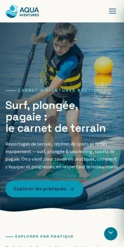 Aperçu du site Aqua Aventures, référencé pour publier un article sponsorisé