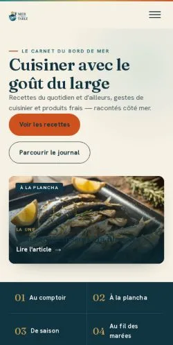 Voorbeeld van de website Mer Et Table, vermeld voor de publicatie van gesponsorde artikelen