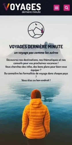 Podgląd witryny Voyages Dernière Minute, ujętej jako miejsce publikacji artykułów sponsorowanych