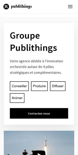 스폰서 기사 게재 매체로 등록된 Publithings Animations 사이트 미리보기