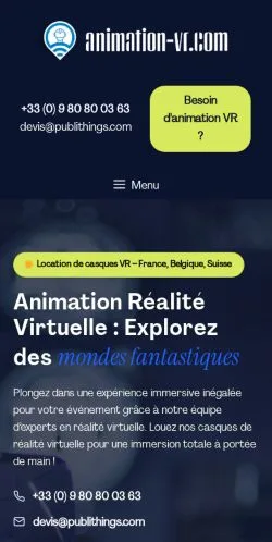 スポンサード記事の掲載先として登録されたAnimation VR Rentalsのサイトプレビュー
