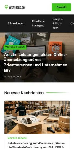 Anteprima del sito Innovanews, referenziato per la pubblicazione di articoli sponsorizzati