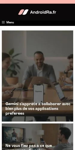Förhandsvisning av webbplatsen Androidra, listad för publicering av sponsrade artiklar