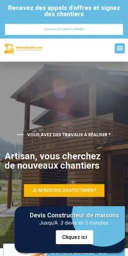 스폰서 기사 게재 매체로 등록된 Le Bon Chantier 사이트 미리보기