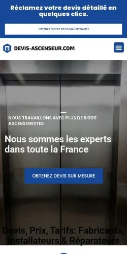 스폰서 기사 게재 매체로 등록된 Devis Ascenseur 사이트 미리보기