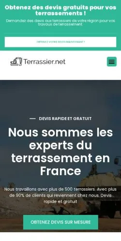 Vorschau der Website Terrassier Experts France, gelistet für die Veröffentlichung gesponserter Artikel