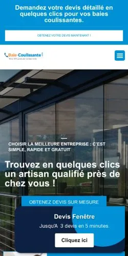 Aperçu du site Baie Coulissante, référencé pour publier un article sponsorisé