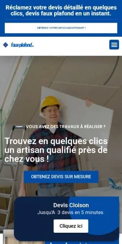 Forhåndsvisning av nettstedet Faux Plafond Pro, oppført for publisering av sponsede artikler
