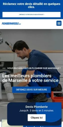 스폰서 기사 게재 매체로 등록된 Plombier Marseille 사이트 미리보기