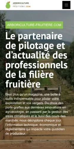 Preview of the Arboriculture Fruitiere website, listed for sponsored article publication