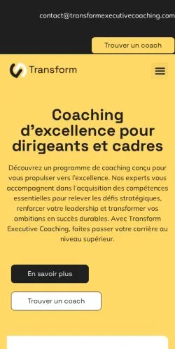 Vista previa del sitio Transform Executive Coaching, referenciado para publicar artículos patrocinados