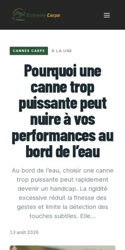 Aperçu du site Extreme Carpe, référencé pour publier un article sponsorisé