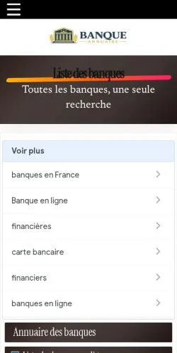 Vista previa del sitio Banque Annuaire, referenciado para publicar artículos patrocinados