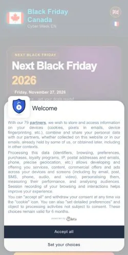 Anteprima del sito Black Friday Canada, referenziato per la pubblicazione di articoli sponsorizzati