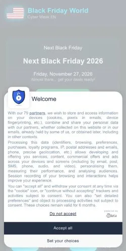 Anteprima del sito Black Friday USA, referenziato per la pubblicazione di articoli sponsorizzati