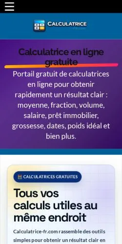 Podgląd witryny Calculatrice En Ligne, ujętej jako miejsce publikacji artykułów sponsorowanych