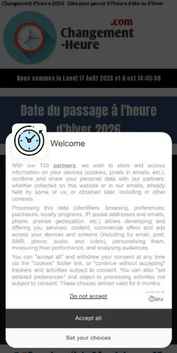 Aperçu du site Changement Heure, référencé pour publier un article sponsorisé