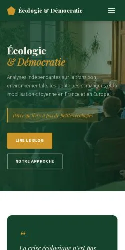 Vista previa del sitio Écologie & Démocratie, referenciado para publicar artículos patrocinados