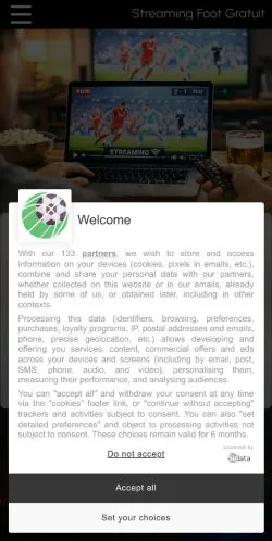 Vista previa del sitio Foot Gratuit, referenciado para publicar artículos patrocinados
