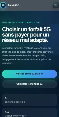 Aperçu du site Forfait 5G, référencé pour publier un article sponsorisé