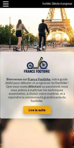 Preview of the France Footbike website, listed for sponsored article publication