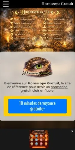 Vista previa del sitio Horoscope Gratuit, referenciado para publicar artículos patrocinados