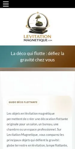 Preview of the Lévitation Magnétique website, listed for sponsored article publication