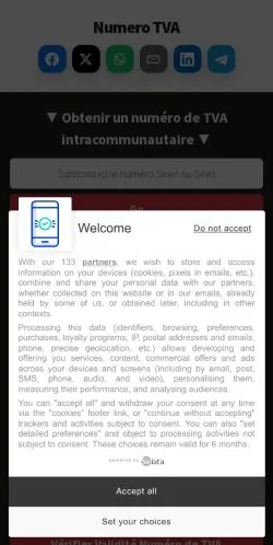 Preview of the Numero TVA website, listed for sponsored article publication