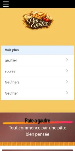 Forhåndsvisning av nettstedet Pâte à Gaufre, oppført for publisering av sponsede artikler