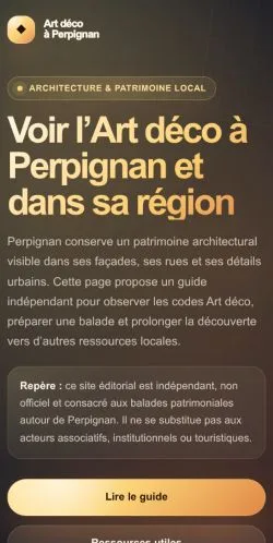 Vista previa del sitio Perpignan Art Deco, referenciado para publicar artículos patrocinados
