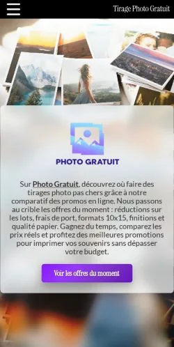 Forhåndsvisning af Tirage Photo Gratuit, opført til udgivelse af sponsorerede artikler