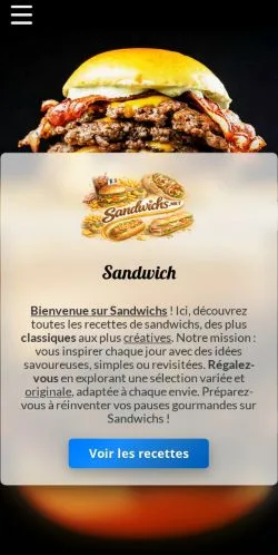Vorschau der Website Sandwich Recipes, gelistet für die Veröffentlichung gesponserter Artikel