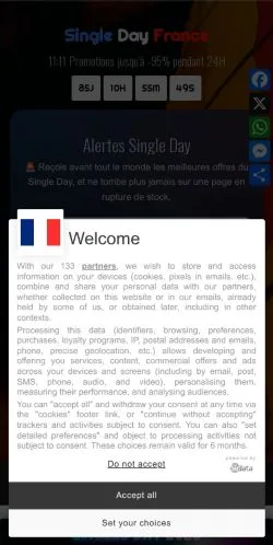 Förhandsvisning av webbplatsen Single Day France, listad för publicering av sponsrade artiklar