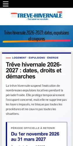 Anteprima del sito Trêve Hivernale, referenziato per la pubblicazione di articoli sponsorizzati