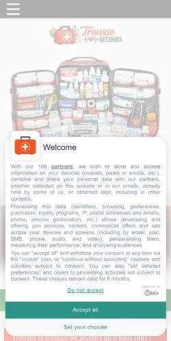 Anteprima del sito Trousse De Secours Guide, referenziato per la pubblicazione di articoli sponsorizzati