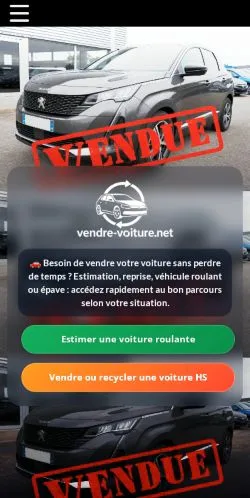 Anteprima del sito Vendre Voiture, referenziato per la pubblicazione di articoli sponsorizzati
