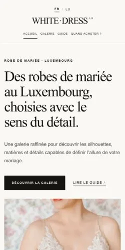 Vorschau der Website WhiteDress Luxembourg, gelistet für die Veröffentlichung gesponserter Artikel