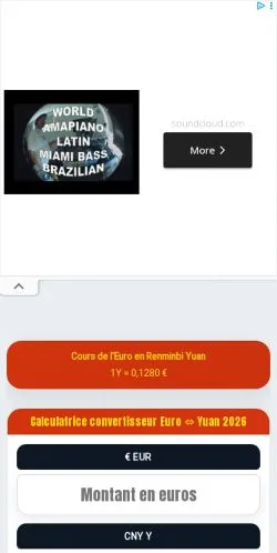 Vista previa del sitio Euro Yuan Convertisseur, referenciado para publicar artículos patrocinados