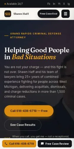 Vista previa del sitio Shawn Haff Legal, referenciado para publicar artículos patrocinados