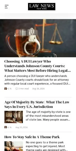 Forhåndsvisning av nettstedet Law News Network, oppført for publisering av sponsede artikler