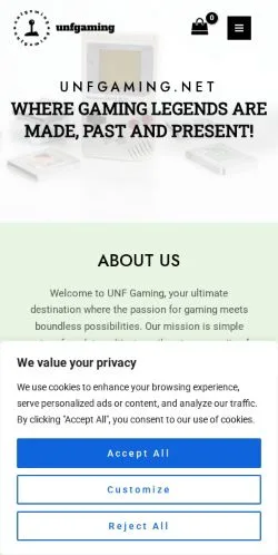 Förhandsvisning av webbplatsen UNF Gaming, listad för publicering av sponsrade artiklar
