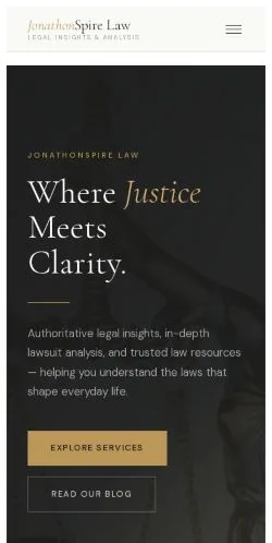 Vista previa del sitio JonathonSpire Law, referenciado para publicar artículos patrocinados