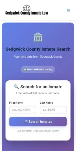 Pré-visualização do site Sedgwick Inmate Search AI, referenciado para publicar artigos patrocinados