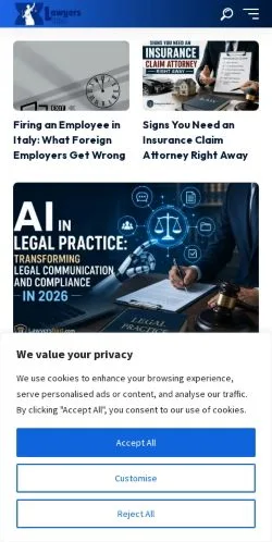 Vista previa del sitio Lawyers Hint, referenciado para publicar artículos patrocinados
