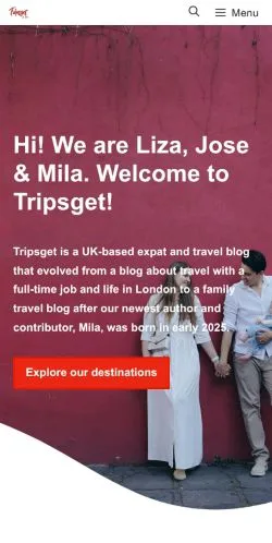 Forhåndsvisning av nettstedet Tripsget Travel Blog, oppført for publisering av sponsede artikler
