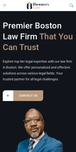 Preview of the Hunners Law Boston website, listed for sponsored article publication