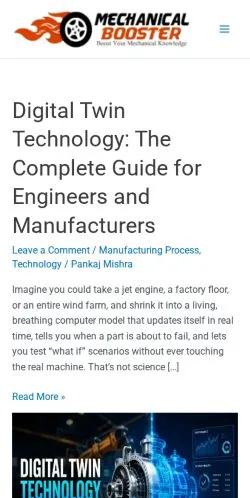 Preview of the Mechanical Booster website, listed for sponsored article publication